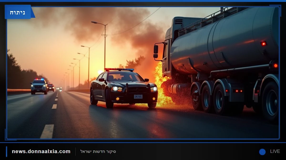 מרדף משטרתי מסוכן: ניידת התנגשה במשאית, דליפת גז חסמה את כביש 446